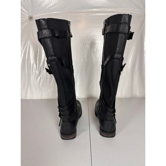 Avenue Pompton Black Tall Riding Boots Women’s 10W Wide Calf Buckle Strap Zip - Picture 2 of 11